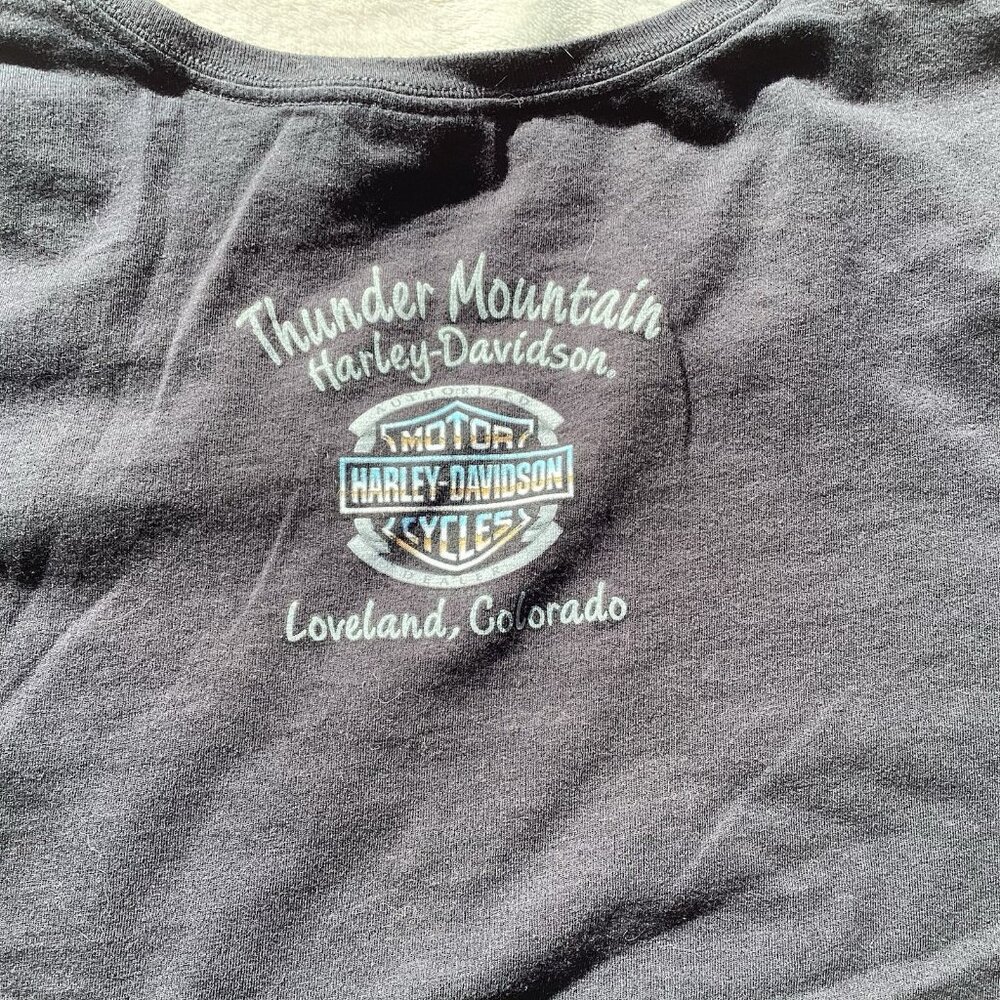 Harley Davidson Thunder Mountain Loveland Colorado Black Shirt Women’s XL - Picture 3 of 5